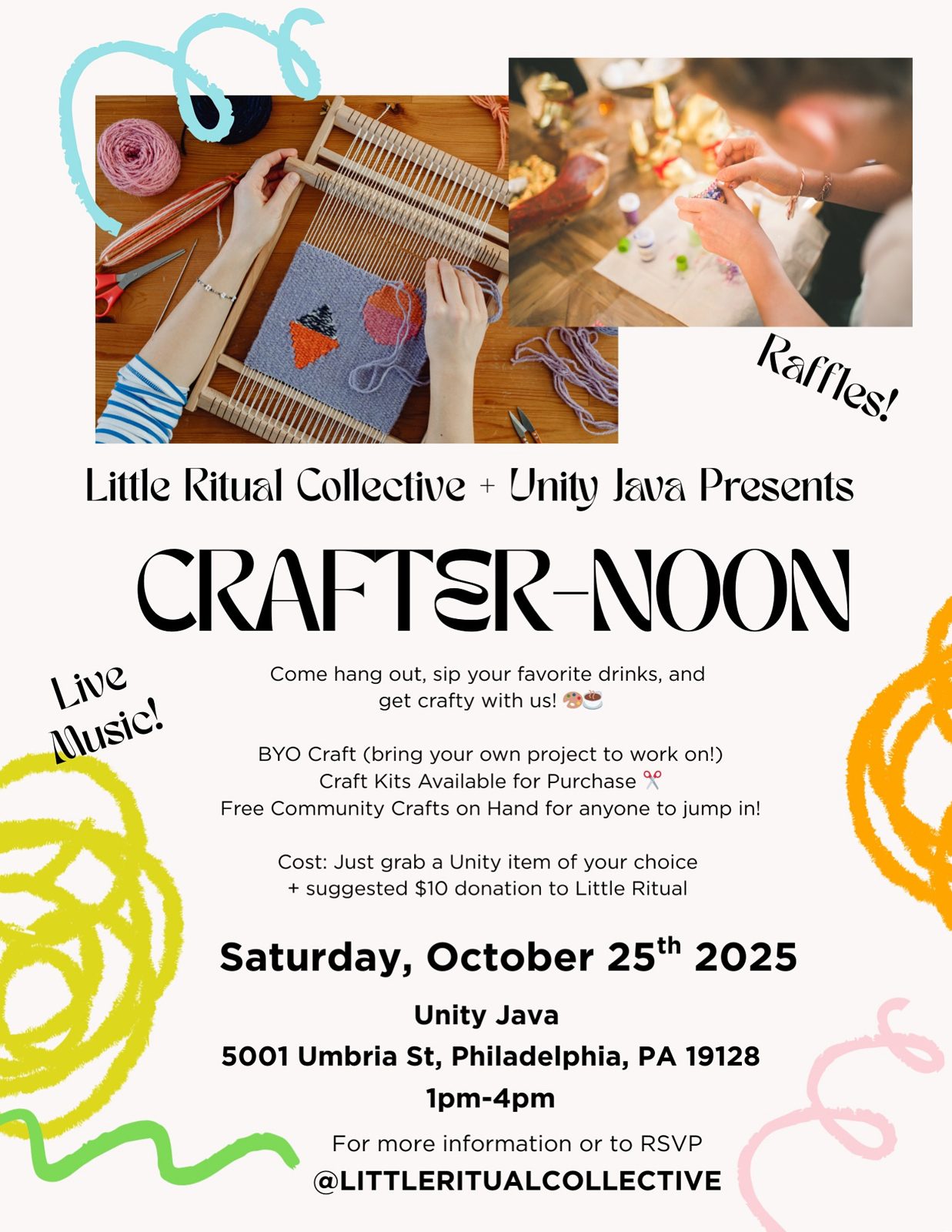Flyer for Crafter-noon, a Little Ritual Collective and Unity Java event